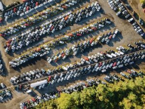 Auction Lot On Car Distributed In Used Cars Terminal Parked