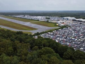 Great Aerial View Of Ample Car Par Of Car Auction